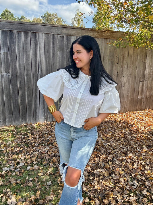 Collared Puff Sleeve Top