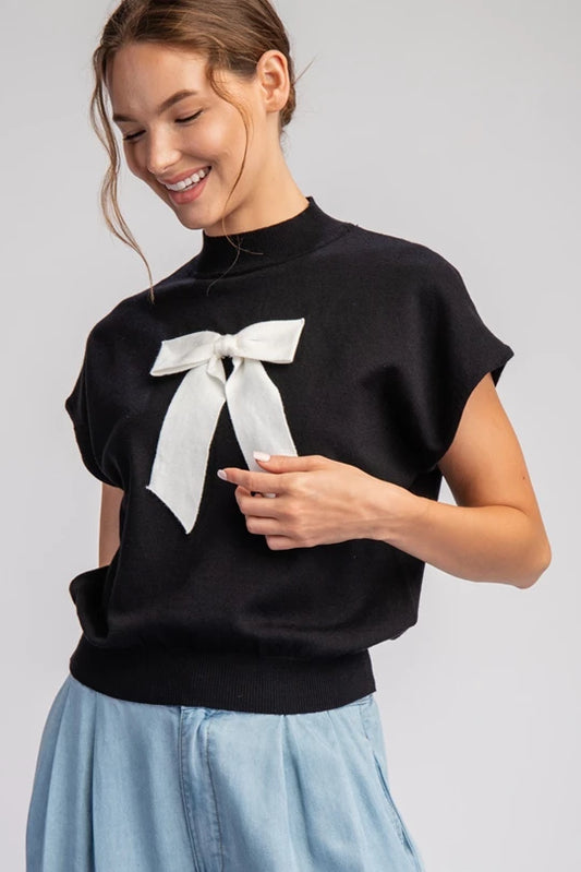 Mock Neck Bow Top