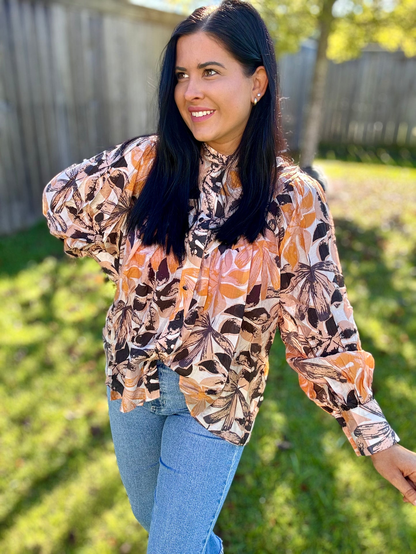 Autumn Balloon Sleeve Top