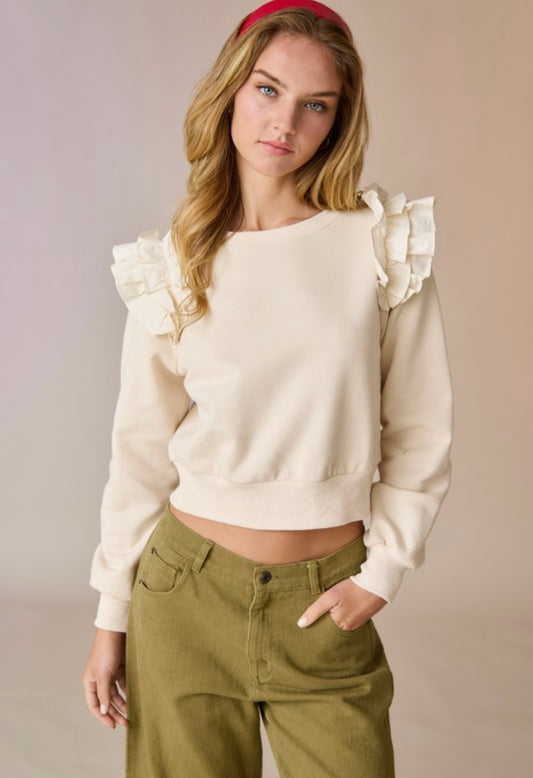 Madeline Ruffle Sweatshirt Top